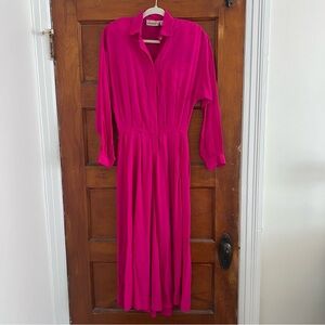 Liz Claiborne Vintage Silk, Hot Pink, Midi Dress